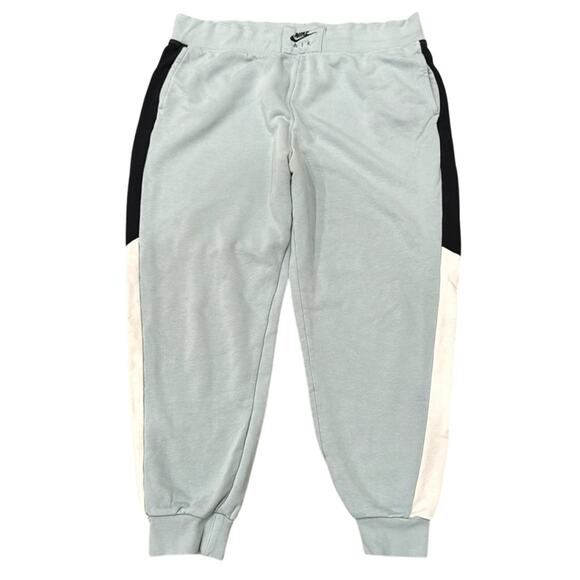 Nike Air Women's Fleece Joggers Light Blue Black White Size XL - Picture 1 of 12